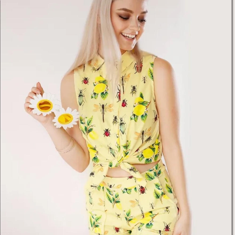 BlackMilk Lemon Buzz Shorts & Business Top